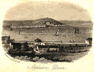 Engraving of Appledore in 1850