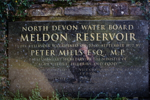 Plaque commemorating the opening of Meldon Reservoir in 1972