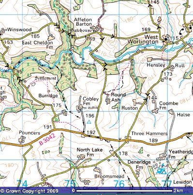 map of Affeton Barton area